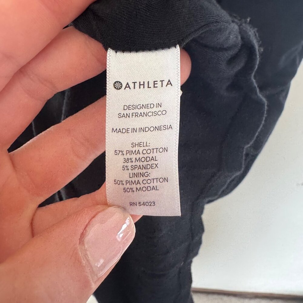Athleta Black Ruched Side Cap Sleeve Dress Size L Soft Stretch - Picture 5 of 9